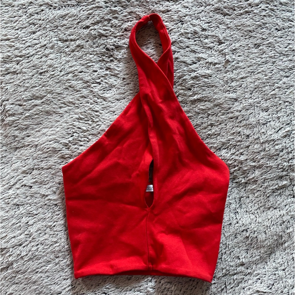 zara criss cross halter top